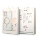 Set Guess GUBPP14SHMEACSH Case+ Charger iPhone 14 6.1" white/white hard case Marble MagSafe