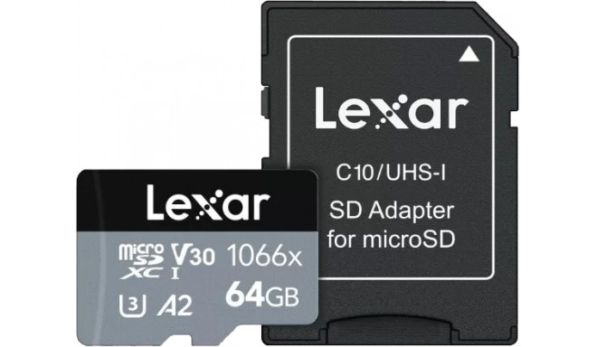 Lexar memory card microSDXC 64GB Professional 1066x UHS-I U3