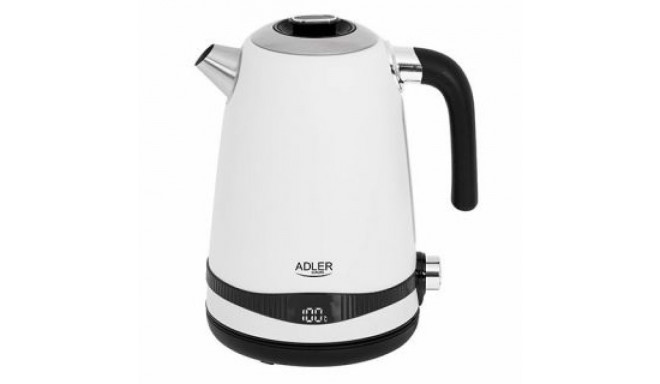 Adler Kettle AD 1295w Electric, 2200 W, 1.7 L, Stainless steel, 360 rotational base, White