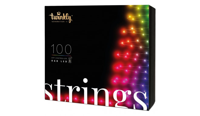 Twinkly Strings Nutikad LED Tuled 100 RGB (Mitmevärviline), 8m, Must juhe, 16M+ värvi