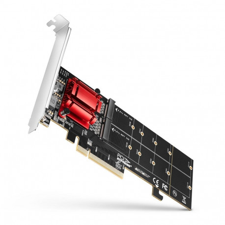 Axagon PCEM2-ND PCIe x8 kahe M.2 NVMe M-key pesaga adapter, RAID, andmelüliti, SP ja LP