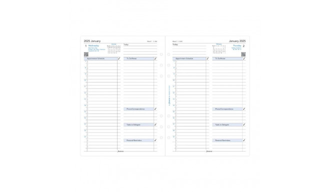 Kalendrisisu Filofax A5 päev 1-lehel, kohtumised, ingliskeelne 2025a.