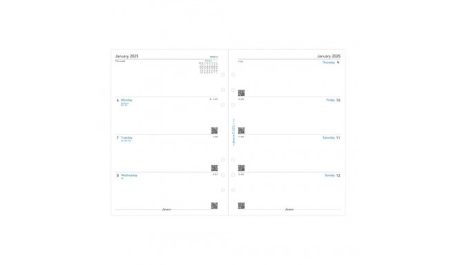 Kalendrisisu Filofax A5 nädal 2-lehel, ingliskeelne