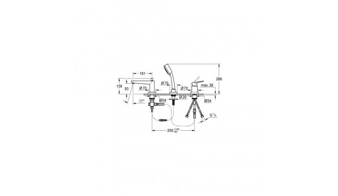 3-piece bath faucet Grohe Bauedge 2511700A