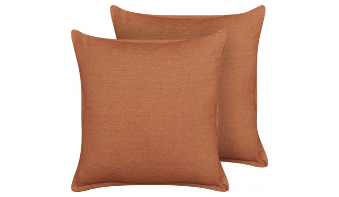 Beliani Lumarko 2 linen decorative pillows 45 x 45 cm orange SAGINA!