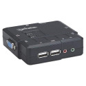 Manhattan KVM Switch Compact 2-Port, 2x USB-A, Cables included, Audio Support, Control 2x computers 