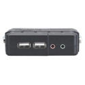 Manhattan KVM Switch Compact 2-Port, 2x USB-A, Cables included, Audio Support, Control 2x computers 