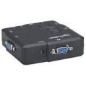 Manhattan KVM Switch Compact 2-Port, 2x USB-A, Cables included, Audio Support, Control 2x computers 