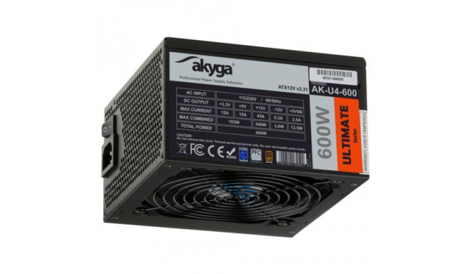 Akyga AK-U4-600 power supply unit 600 W 20+4 pin ATX ATX Black