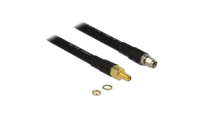 DeLOCK 1m RP-SMA/RP-SMA coaxial cable CFD400, LLC400 Black