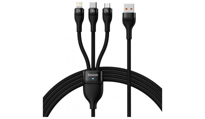 Baseus USB-A - USB-C + microUSB + Lightning cable 1.2 m Black (CASS030001)