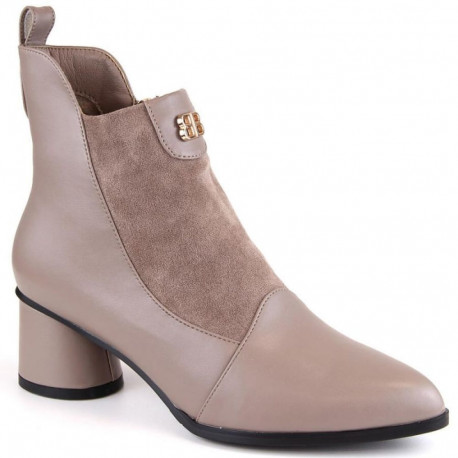 D&A S.Barski Premium Collection high-heeled ankle boots W OLI232B, beige (37)