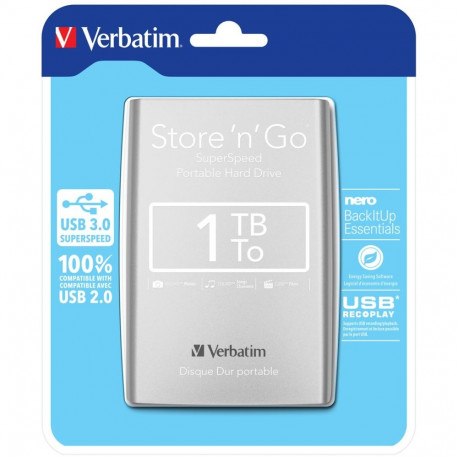 Verbatim väline kõvaketas Store 'n' Go USB 3.0 1TB, hõbedane