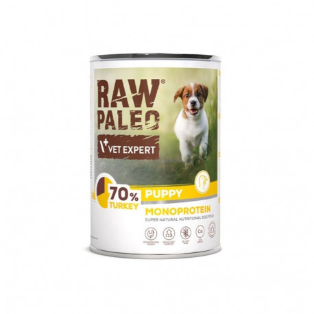 VETEXPERT Raw Paleo Puppy monoproteiinne kalkuniliha märgtoit 400 g