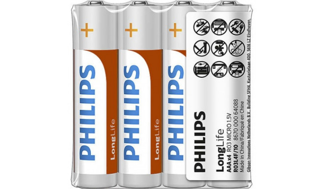 Philips patarei R03 AAA Longlife 4tk