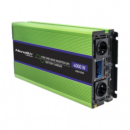 QOLTEC inverter 51943 Monolith, puhta siinuslainega / akulaadija / UPS / 4000W / 2000W / 12V kuni 23
