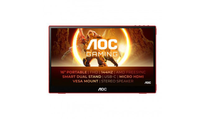 AOC 16G3 portable TV/monitor Portable monitor Black, Red 39.6 cm (15.6&quot;) TFT 1920 x 1080 pi