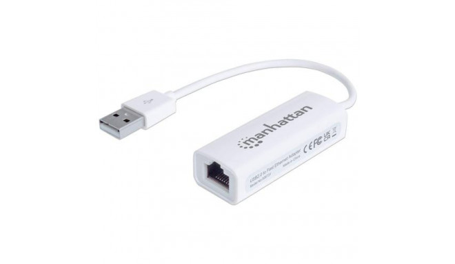 Manhattan USB-A Fast Ethernet Adapter, 10/100 Mbps Network, 480 Mbps (USB 2.0), Hi-Speed USB, RJ45, 