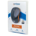 Manhattan Success Wireless Mouse, Black/Orange, 1000dpi, 2.4Ghz (up to 10m), USB, Optical, Three But