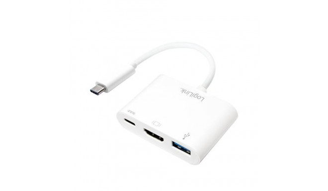 LogiLink 0.14m, 2xUSB-C/HDMI+USB A White