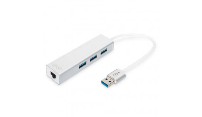 Digitus USB 3.0 3-Port Hub & Gigabit LAN Adapter