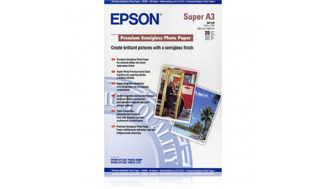 Epson Premium Semigloss Photo Paper, DIN A3+, 250g/m², 20 Sheets