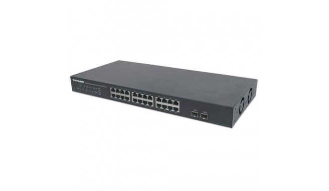 Intellinet 24-Port Gigabit Ethernet Switch with 2 SFP Ports, 24 x 10/100/1000 Mbps RJ45 Ports + 2 x 