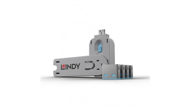 Lindy USB Port Blocker - Pack of 4, Colour Code: Blue