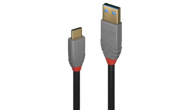 Lindy 0.5m USB 3.2 Type A to C Cable, 10Gbps, 5A, PD, Anthra Line