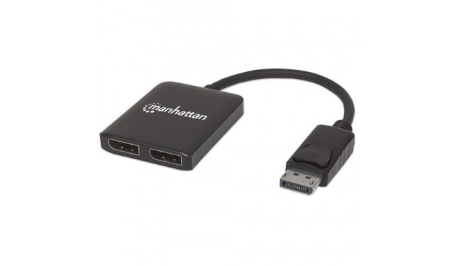 Manhattan DisplayPort 1.2 to 2-Port DisplayPort 1.2 Splitter Hub with MST, 4K@30Hz, USB-A Powered, V