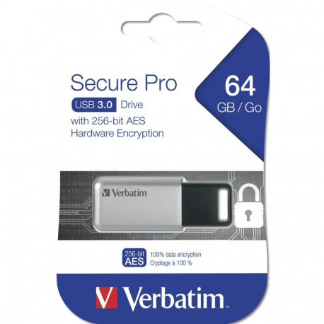 USB-mälupulk 64GB Verbatim 3.2 Drive Secure Data Pro (PC&MAC)