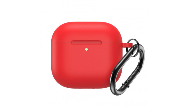 Silicone Case for Airpods 4 with Carabiner - Red