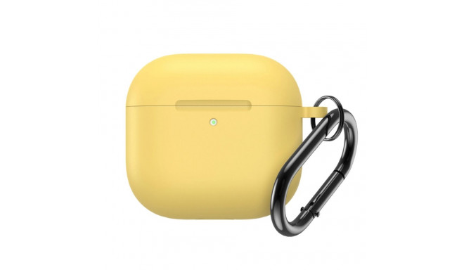 Silicone Case for Airpods 4 with Carabiner - Yellow