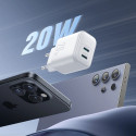 Joyroom JR-TCF12 mains charger 2x USB-C 20W PD / QC 3.0 - white