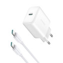 Joyroom JR-TCF24 USB-C PD 30W QC SFC network charger - white + 1m USB-C cable Joyroom JR-TCF24 USB-C PD 30W QC SFC network charger - white + 1m USB-C cable