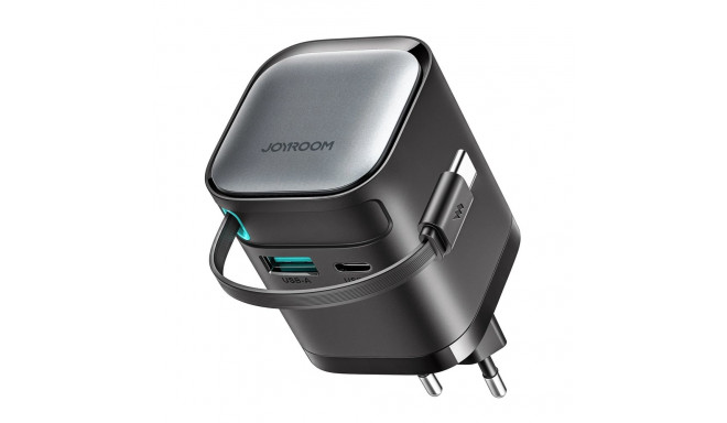 Joyroom JR-TCL02 65W USB-A USB-C GaN charger with built-in USB-C cable - black