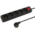 98-749# Võrgupikendusjuhe PR-570WSP 5-pesaline maandusega + lüliti 5m must (3x1,5mm)