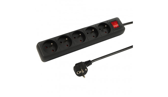 98-749# pr-570wsp 5-pesaga maandusega pikendusjuhe lülitiga 5m must (3x1,5mm)