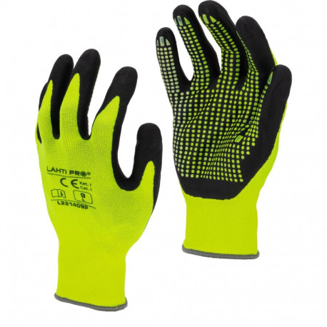 Rękawice nitr. żółto-czar. l221408p, karta, "8", ce, lahti