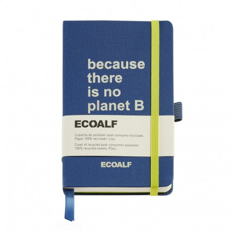 Märkmik 90x140x15mm 96l valge PLANET B BLUE ECOALF kummikinnitus, järjehoidja, pliiatsihoidja, Mique