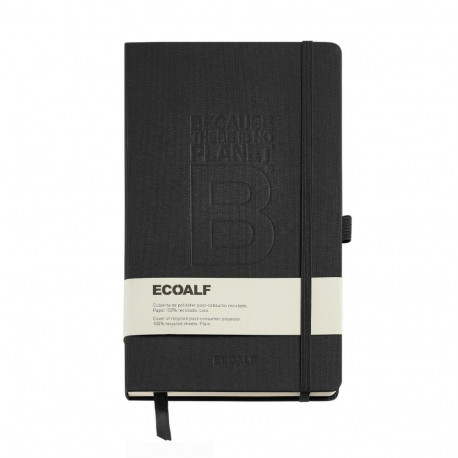 Märkmik 130x210x15mm 96l valge PLANET B NEGRO ECOALF kummikinnitus, järjehoidja, pliiatsihoidja, Miq