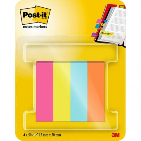 Järjehoidja Post-IT indeks, paber, 15x50mm, 4 värvi x 50 lehte, PEFC