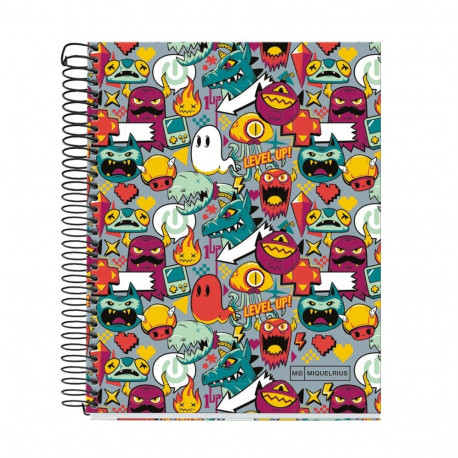 Kaustik A5 140l joon spiraal 2-ne augustus 4-värvi register LEVEL UP Miquelrius