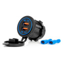 Laadija 2xUSB sinine valgustus Quick 3.0