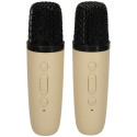 Karaoke komplekt 2 mikrofoni + kaasaskantav kõlar BLUETOOTH USB LED beež