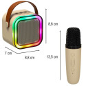 Karaoke komplekt 2 mikrofoni + kaasaskantav kõlar BLUETOOTH USB LED beež
