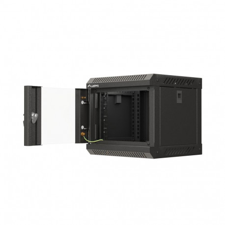 RACK CABINET 10" WALL-MOUNT 4U/300X300 (FLAT PACK) WITH GLASS DOOR BLACK LANBERG