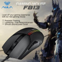Aula F813 2in1 RGB Gamin 2.4G Wireless + USB Wired Mouse 7 button 800-4800dpi with battery Black