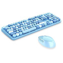 MOFII Sweet Wireless 2.4G Full Layout Keyboard & Optical Mouse Blue with desig multi color buttons
