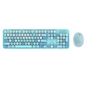 MOFII Sweet Wireless 2.4G Full Layout Keyboard & Optical Mouse Blue with desig multi color buttons